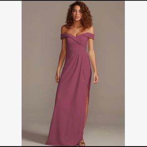 David’s Bridal Off-The-Shoulder Stretch Crepe Bridesmaid Dress